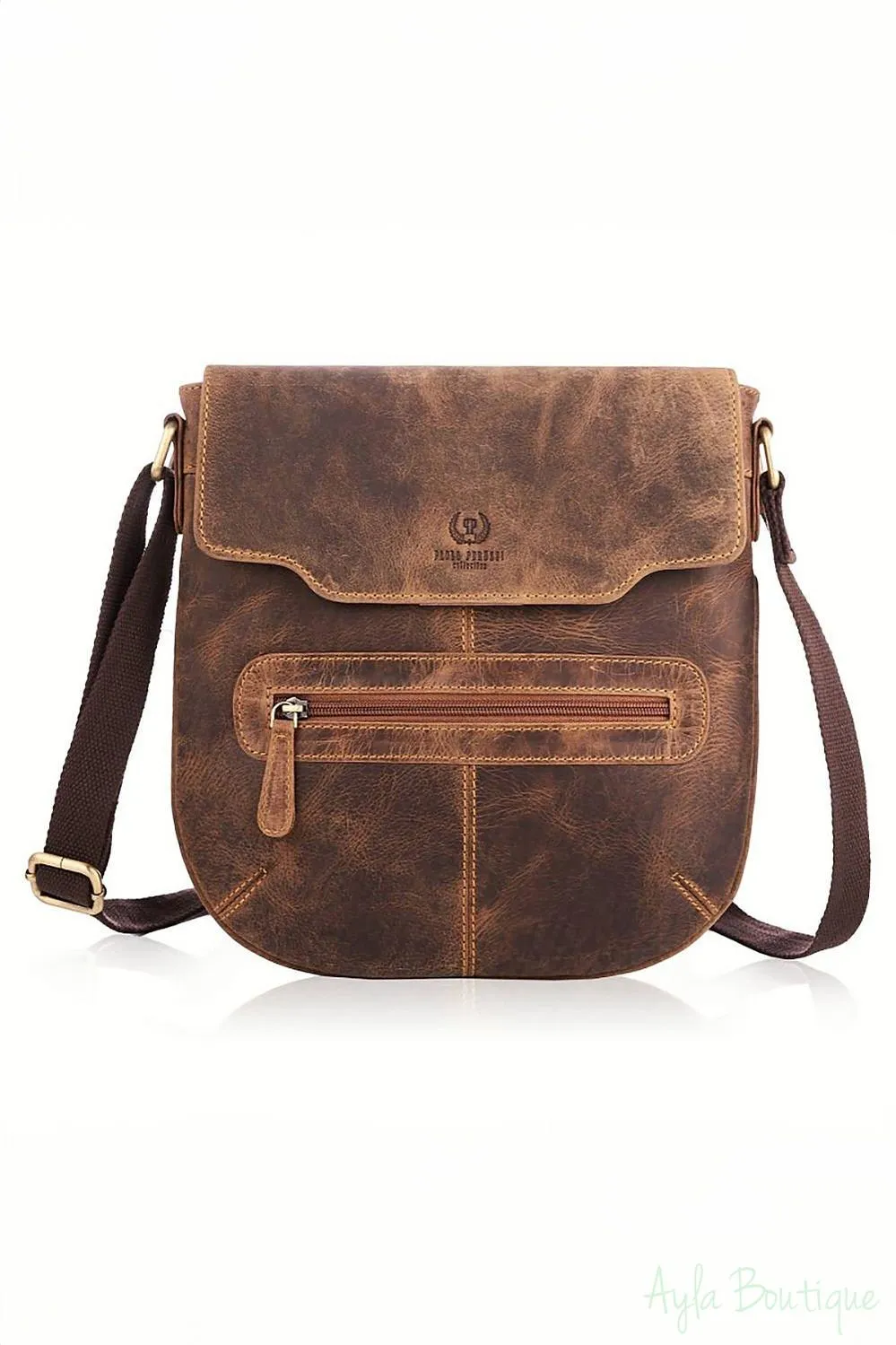 Aged Hunter Leather Messenger Bag