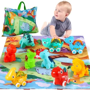 ALASOU 9 PCS Dinosaur Fantastic Creatures Toys with Playmat/Storage Bag|Baby Toys for 1 2 Year Old Boy|1st Birthday Gifts for Toddler|1 Year Old Boy Gift for Infant 12 18 Months
