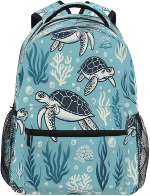ALAZA Sea Turtle Bubble Coral Reef Backpack Daypack School Bag Travel Shoulder Bag for Students Boys Girls