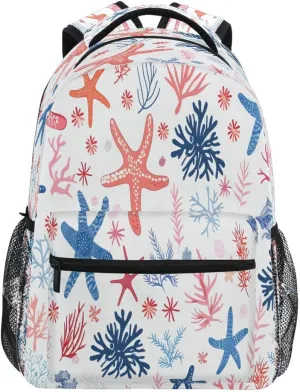 ALAZA Starfish Coral Reef Blue Backpack Daypack School Bag Travel Shoulder Bag for Students Boys Girls