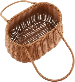Alipis Rattan Basket Makeup Bags Handbag The Tote Bag Cosmetic Bag Hamper Picnic Basket Hand Woven Snacks Basket Party Picnic Woven Basket Vegetable Basket Shopping Iron Storage