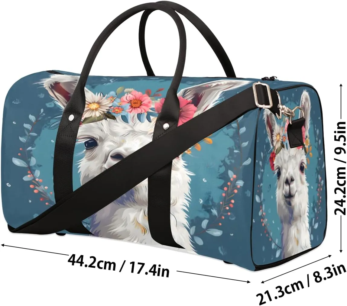 Alpaca Travel Duffle Bag, Sports Gym Bags for Women Men, Carry On Weekender Overnight Workout Airplane Trips Bag