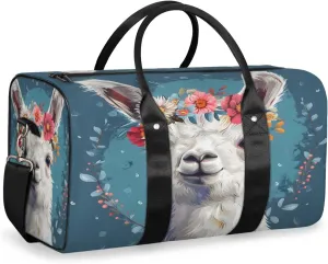Alpaca Travel Duffle Bag, Sports Gym Bags for Women Men, Carry On Weekender Overnight Workout Airplane Trips Bag