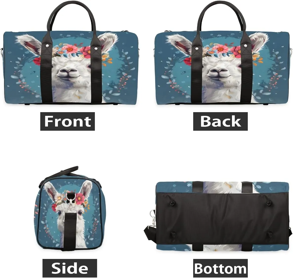 Alpaca Travel Duffle Bag, Sports Gym Bags for Women Men, Carry On Weekender Overnight Workout Airplane Trips Bag