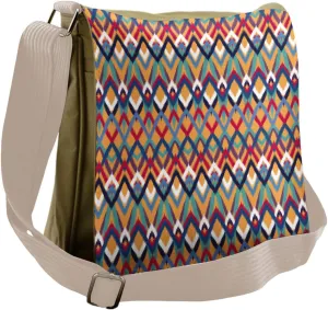 Ambesonne Ikat Messenger Bag, Ceremonial Native Art, Unisex Cross-body