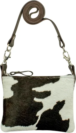 American West Cowtown Crossbody/Hip Bag with Detachable Stap For Women, Soft Leather with Genuine Hair-On Cowhide (Pony Hair-On)