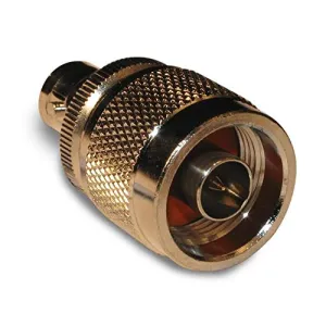 Amphenol Connex Adapter, BNC Jack to N Type Plug, Straight, PTFE Insulating Material, Brass Body, 50 Ohm Impedance, 4Hz Max Frequency