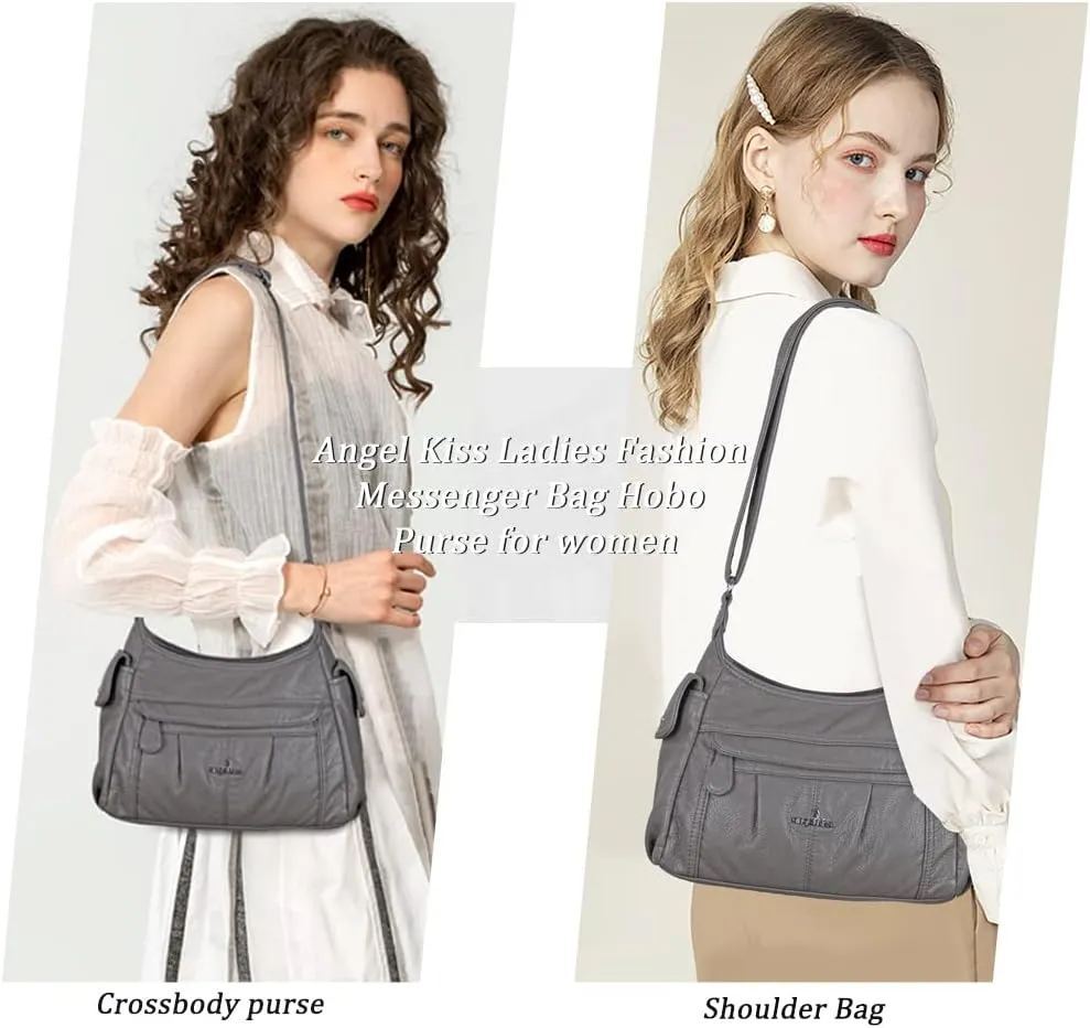 Angelkiss Crossbody Bags for Women, Ladies Shoulder Handbags and Purses Medium Faux Leather Pocketbooks