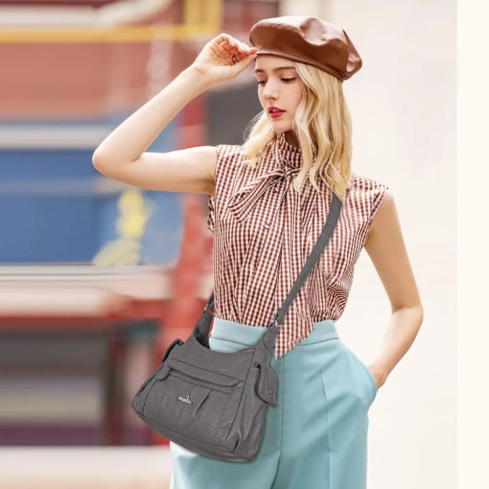 Angelkiss Crossbody Bags for Women, Ladies Shoulder Handbags and Purses Medium Faux Leather Pocketbooks