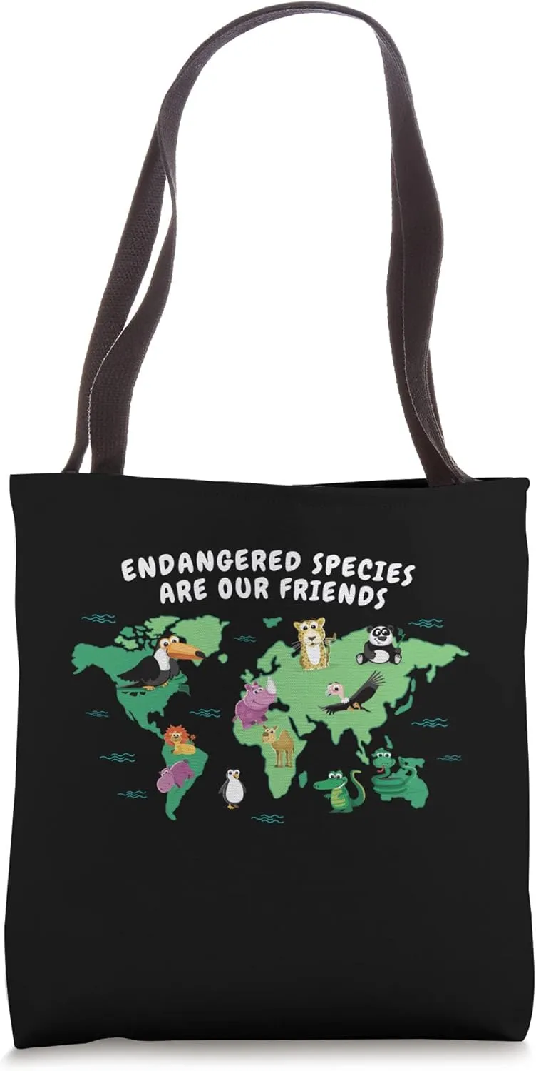Animal Atlas Endangered Species World Map Children Tote Bag