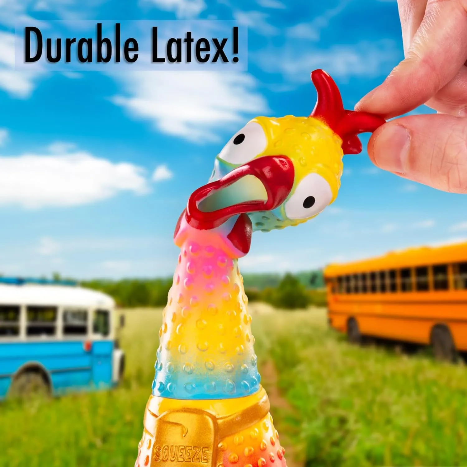 Animolds Squeeze Me Rubber Chicken Toy | Screaming Squeaky Chicken for Kids & Dogs | Novelty Prank Gag Gift (2 Pack)