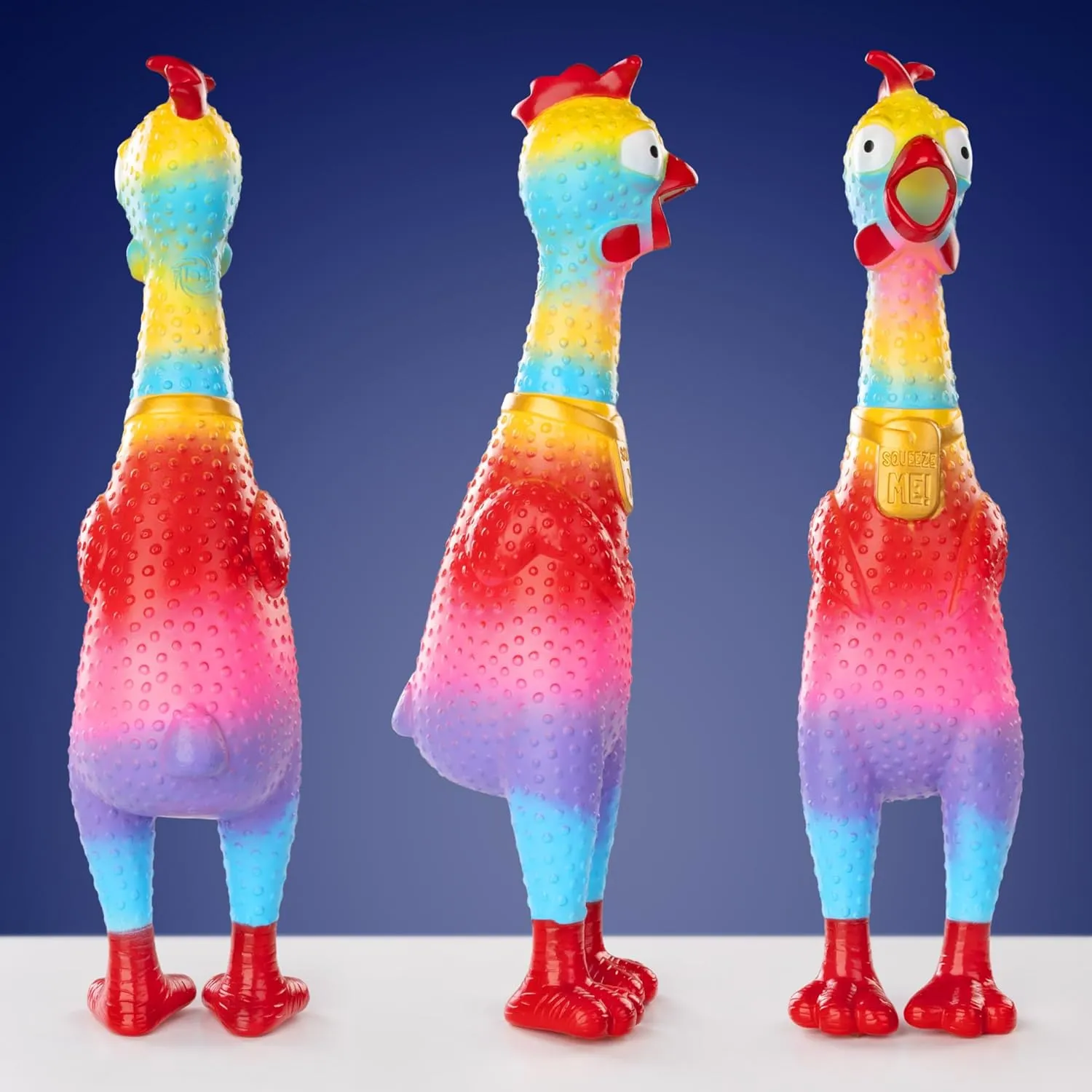Animolds Squeeze Me Rubber Chicken Toy | Screaming Squeaky Chicken for Kids & Dogs | Novelty Prank Gag Gift (2 Pack)