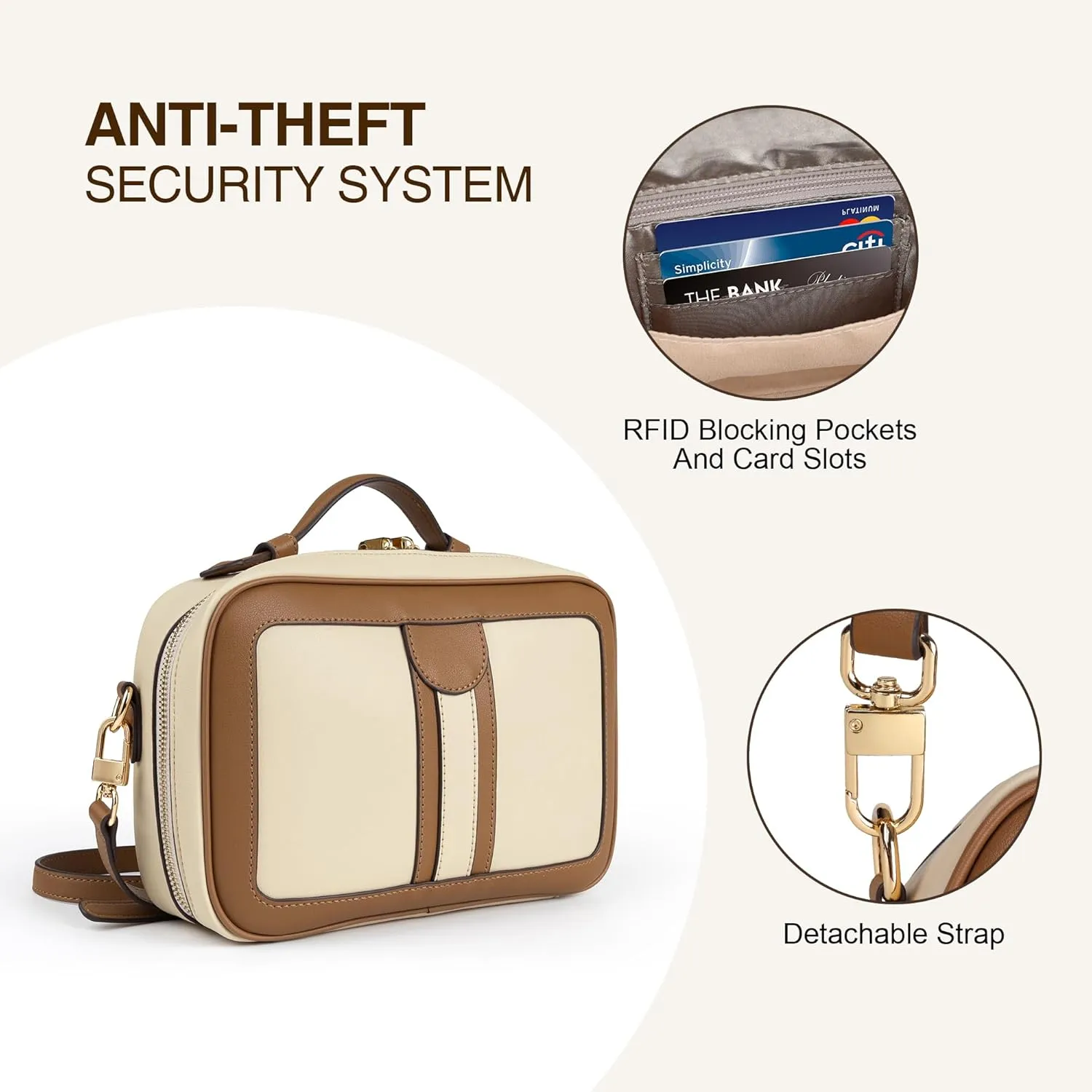 Anti Theft Crossbody Bag For Women Men Trendy. Rfid Blocking Bag Locking Zippered Travel Bag Top Handle Shoulder Handbags