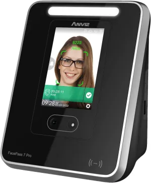 ANVIZ Time Clocks for Employees Small Business - Forever Free Cloud Software - FacePass 7 Pro Biometric Clock in and Out Machine - Support Door Access - Face   RFID   Pin Punching