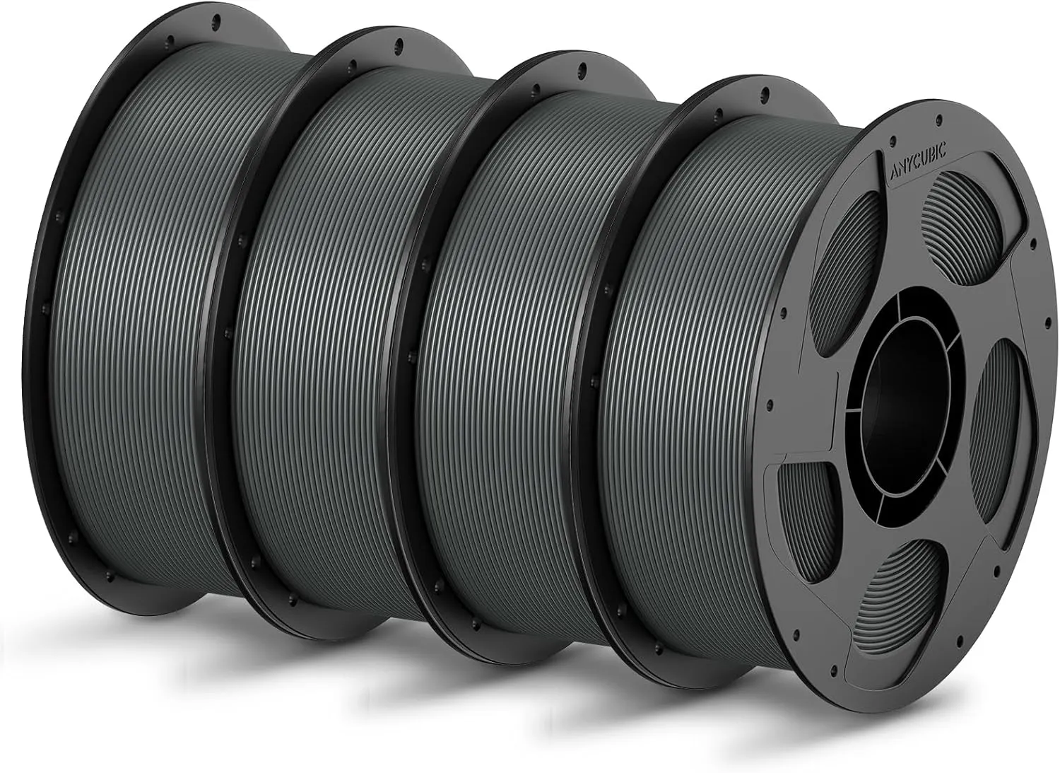 ANYCUBIC PLA Filament 1.75mm Bundle, RFID 3D Printing PLA Filament 1.75mm Dimensional Accuracy  /- 0.02mm, 1KG Reusable Spool (2.2 lbs), 4KG Gray