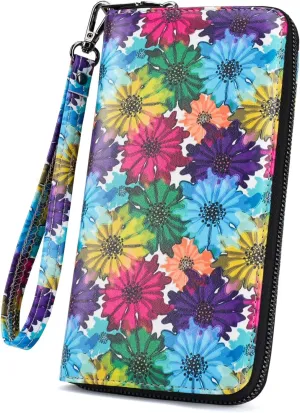 APHISON Wallet Women Large Capacity Clutch Purse For Ladies Card Holder RFID Wristlet Phone Zipper Coin Travel Pocket