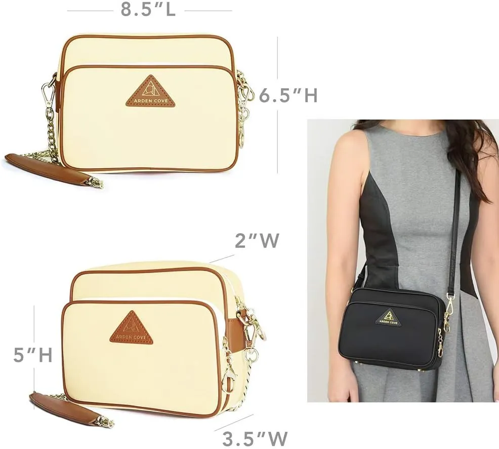 Arden Cove Full Anti-Theft Waterproof Cross-Body Bag with Slash-resistant Chain Strap w/Classic Hardware