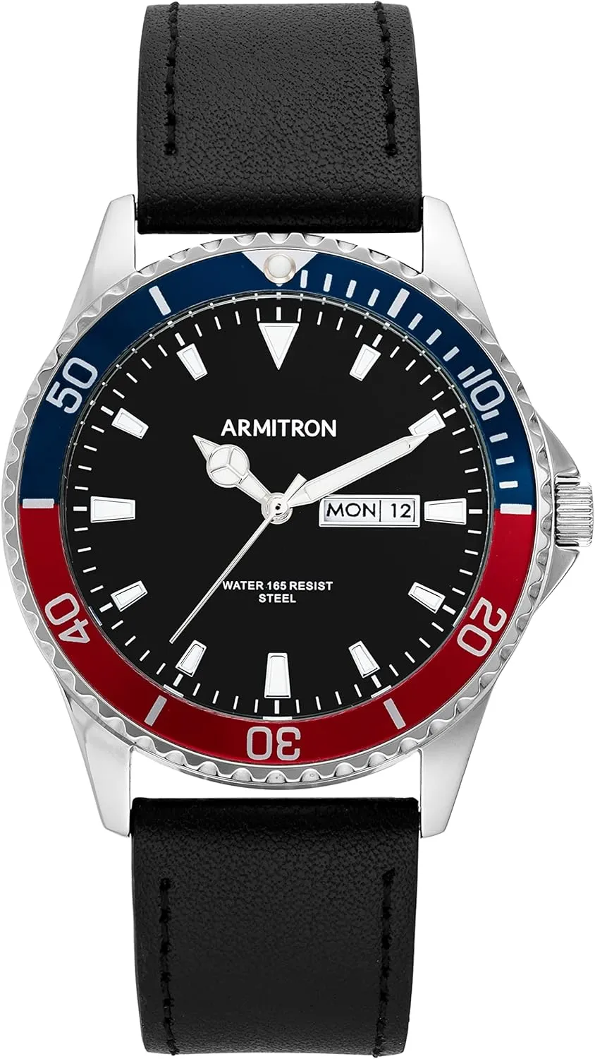 Armitron Men's Day/Date Function Dial Leather Strap Watch, 20/5483