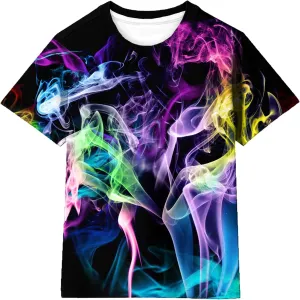 Asylvain Boys Girls Shirts Short Sleeve 3D Print Funny Colorful Tee Shirts for Kids Size 6-16