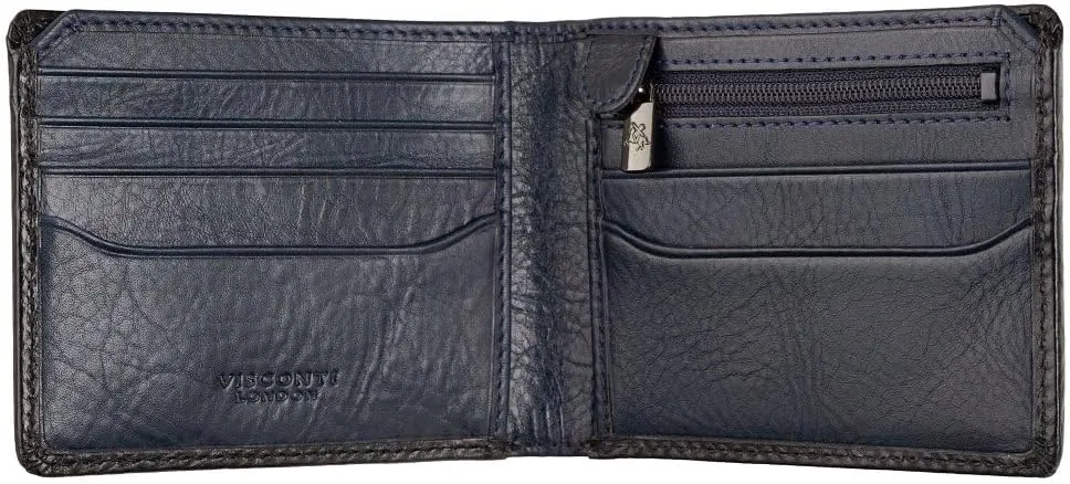 Atelier Collection Roland Leather Wallet RFID Blocking AT63, Burnished Blue (Burnish Blue)