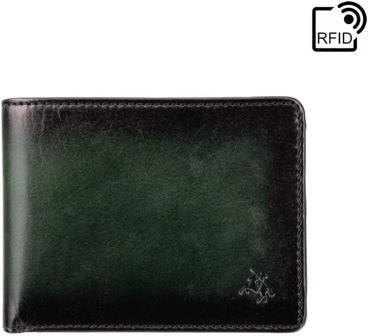 Atelier Collection Roland Leather Wallet RFID Blocking AT63, Burnished Blue (Burnish Green)