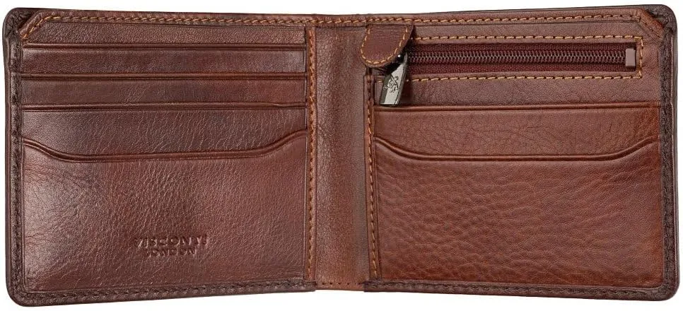 Atelier Collection Roland Leather Wallet RFID Blocking AT63, Burnished Blue (Burnish Tan)