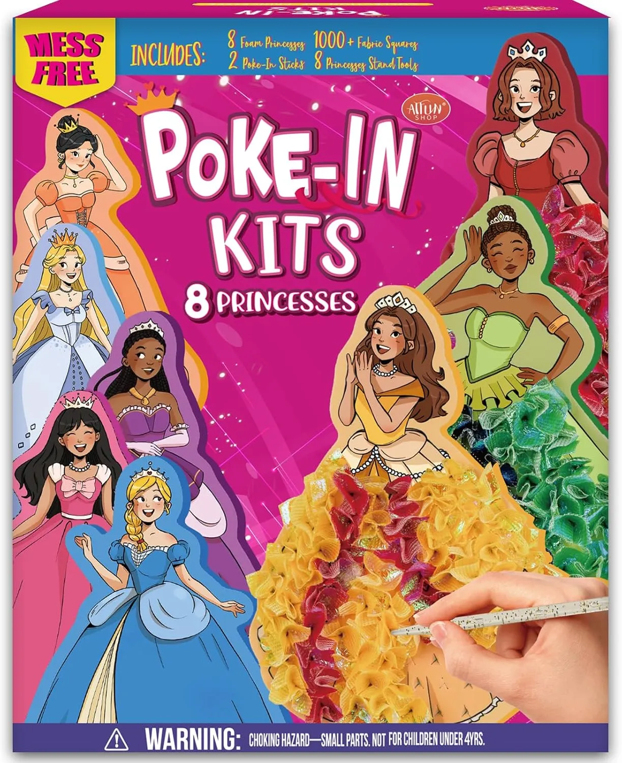 ATFUNSHOP Poke in Kits Princesses Crafts Gift for Girls 4 5 6 7 8 9 Years Old, DIY Birthday Presents, Mess Free Art Activity