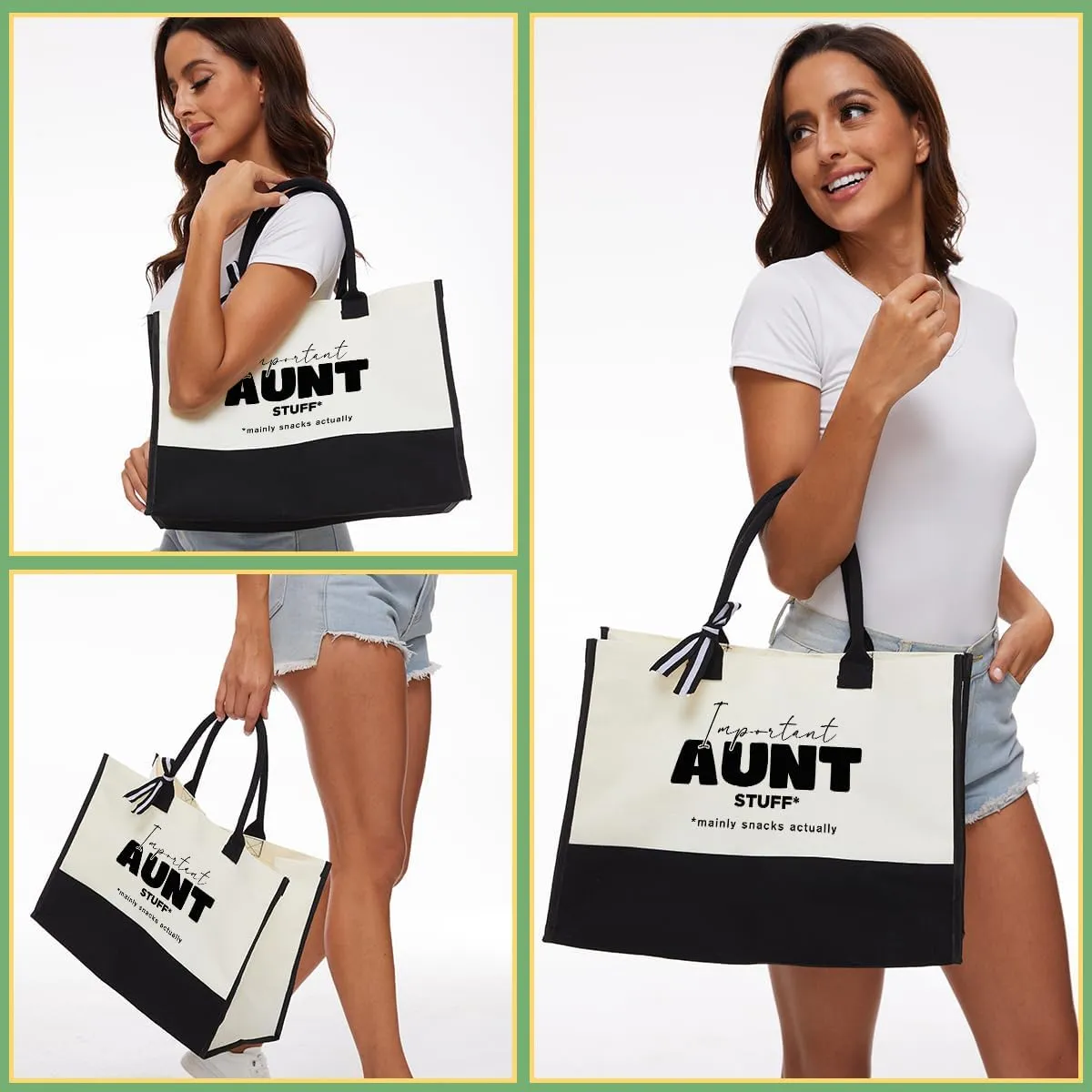 Aunt Gifts Best Aunt Ever Gifts Auntie Gift Ideas Gifts for Aunts from Niece Nephew Canvas Tote Bag Beach Bag Reusable Grocery Shopping Bags Mothers Day Birthday Retirement Thank You Gifts for Aunty