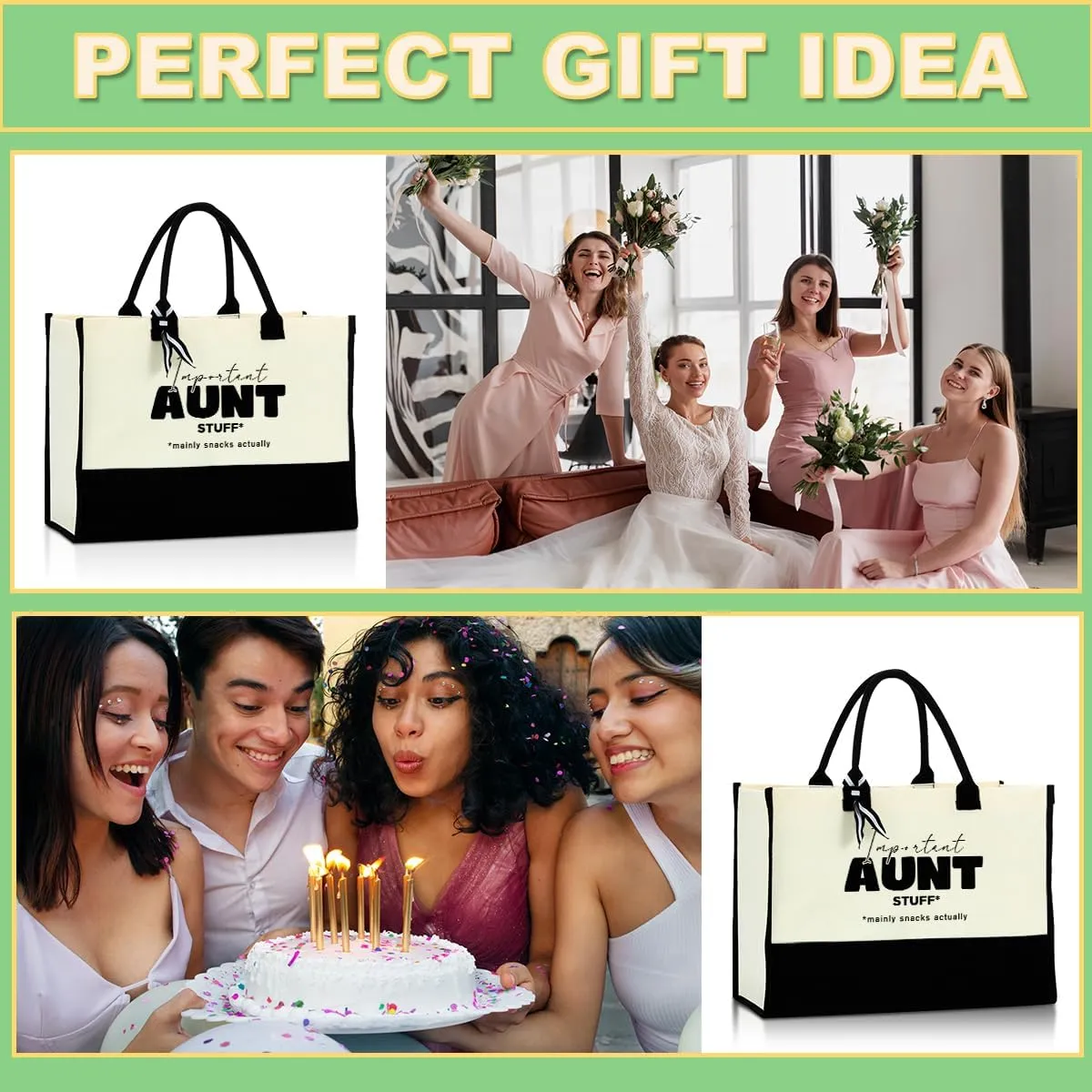 Aunt Gifts Best Aunt Ever Gifts Auntie Gift Ideas Gifts for Aunts from Niece Nephew Canvas Tote Bag Beach Bag Reusable Grocery Shopping Bags Mothers Day Birthday Retirement Thank You Gifts for Aunty