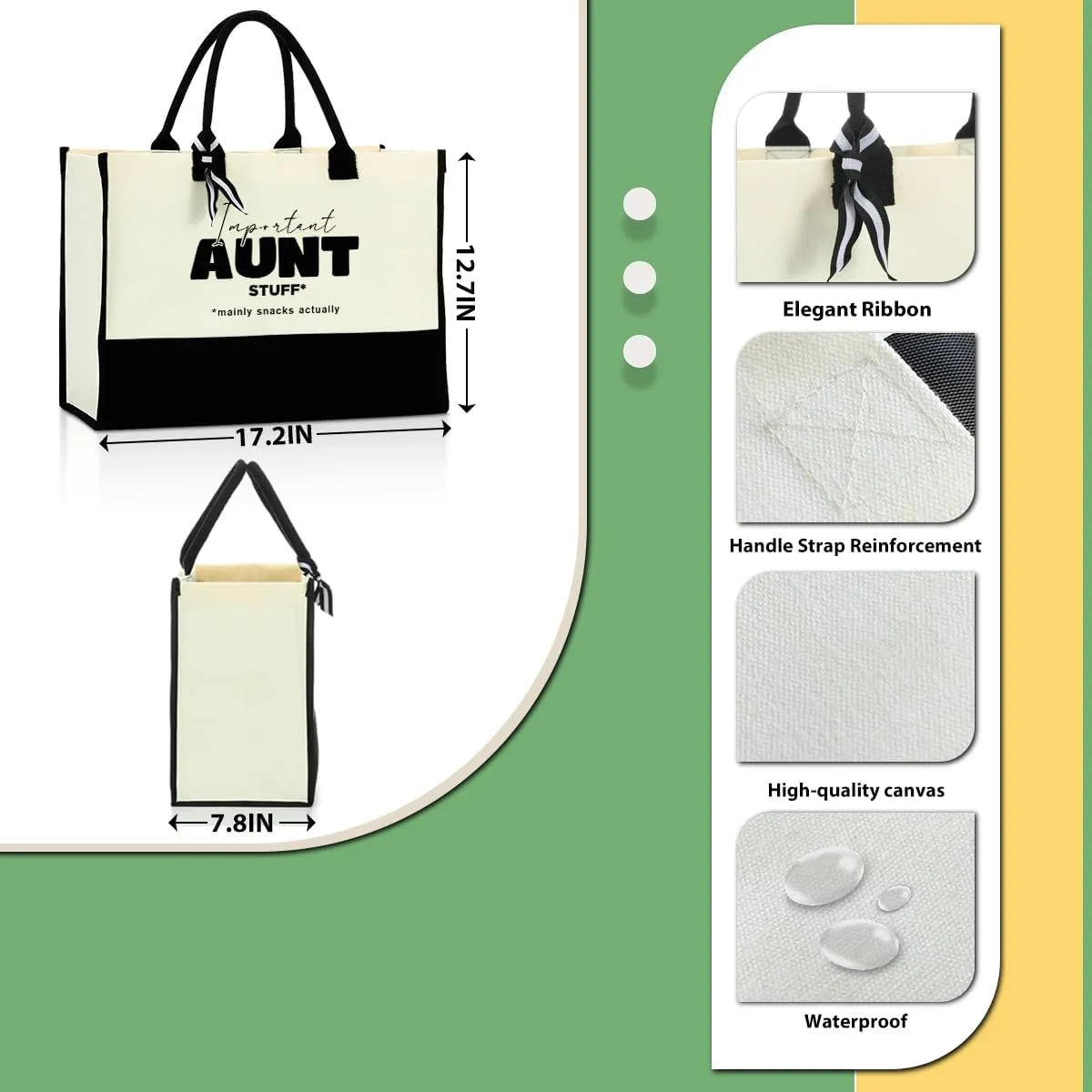 Aunt Gifts Best Aunt Ever Gifts Auntie Gift Ideas Gifts for Aunts from Niece Nephew Canvas Tote Bag Beach Bag Reusable Grocery Shopping Bags Mothers Day Birthday Retirement Thank You Gifts for Aunty
