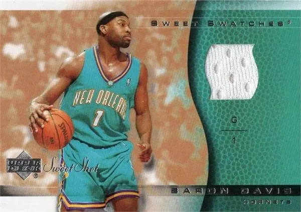 Autograph Warehouse 725623 Baron Davis Player Worn Jersey Patch New Orleans Hornets 2003 Upper Deck Sweet Shot No.BDSS Basketball Card