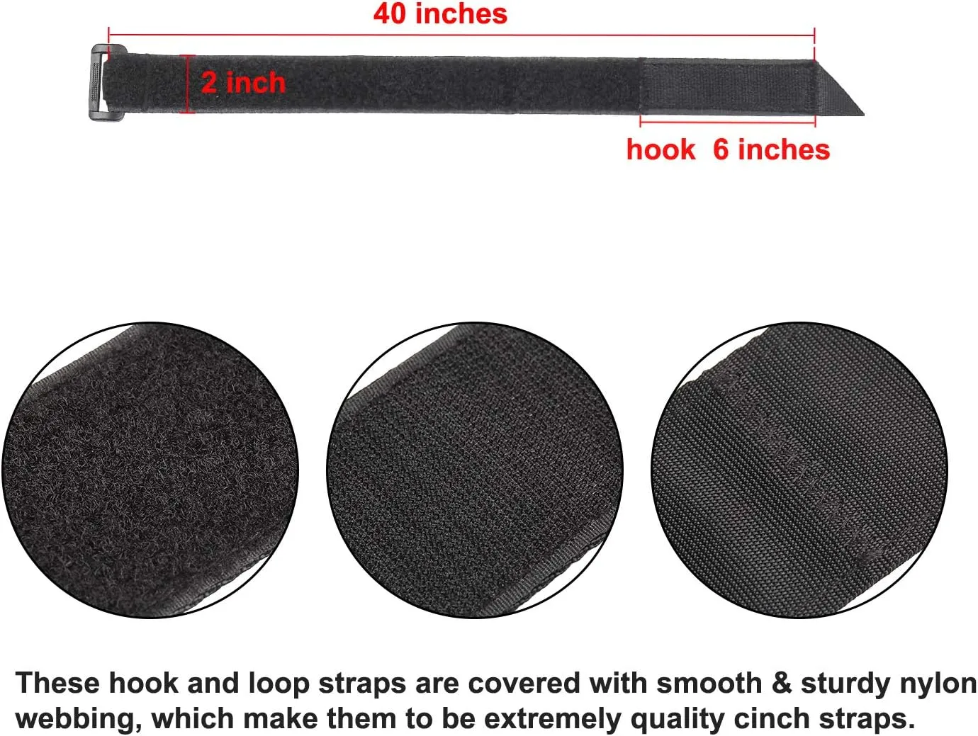 Ayaport Cinch Straps 2" x 40" -4Pack, Sturdy & Reusable Hook and Loop Covered with Nylon Webbing Securing Buckle Straps for All Purpose Cord Wrap Organizer Storage