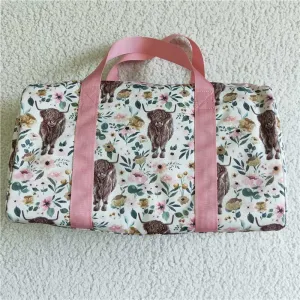 BA0008 Western cow pink flower Gym bags
