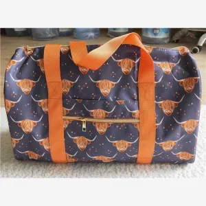 BA0021 Western cow brown orange Gym bags