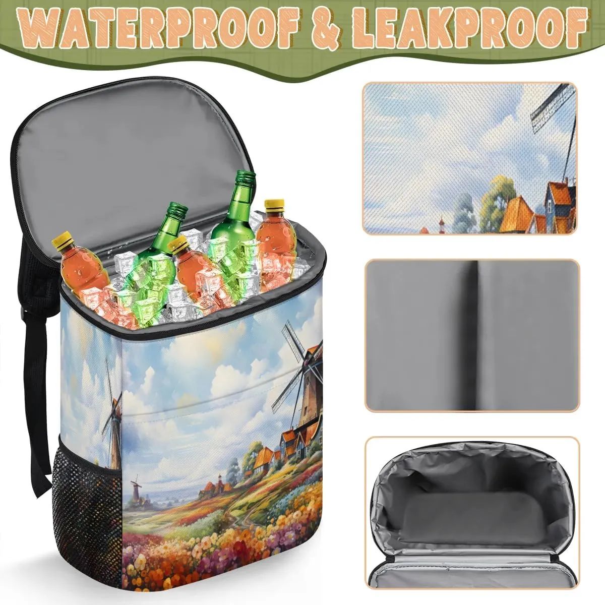 Backpack Cooler Farms Landscape Cooler Backpack Insulated Leak Proof Soft Cooler Bag for Men Women Lunch Backpack for Camping Picnic Hiking Beach Travel