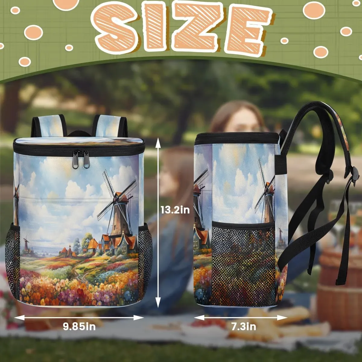 Backpack Cooler Farms Landscape Cooler Backpack Insulated Leak Proof Soft Cooler Bag for Men Women Lunch Backpack for Camping Picnic Hiking Beach Travel