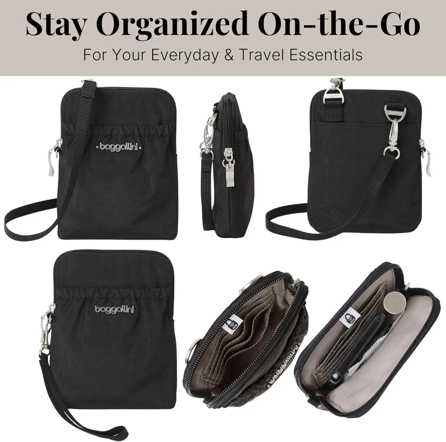Baggallini Bryant Pouch Small Crossbody Bag for Women - Phone Purse with Crossbody Strap - Lightweight Crossbody Pouch