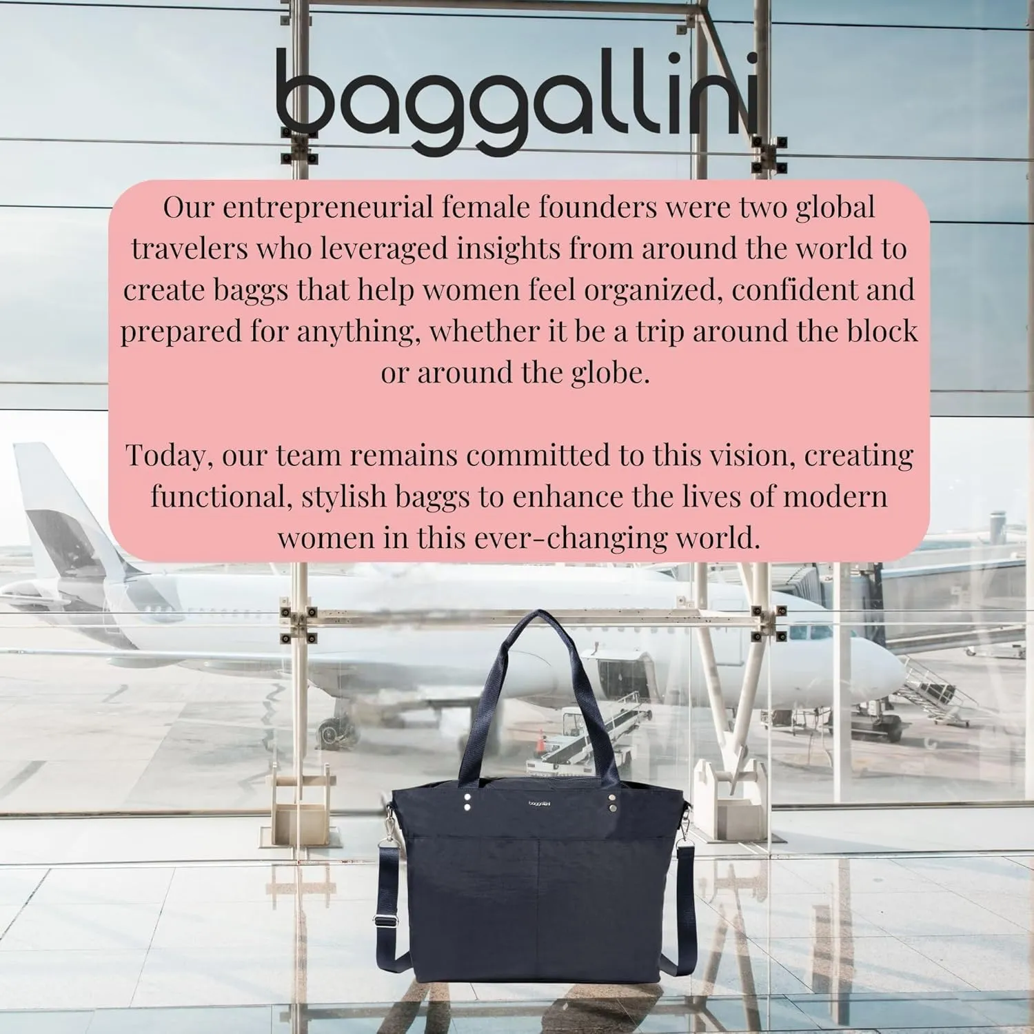 Baggallini Carryall Laptop Tote-Medium 12x19 Inch Travel Crossbody Shoulder Bag