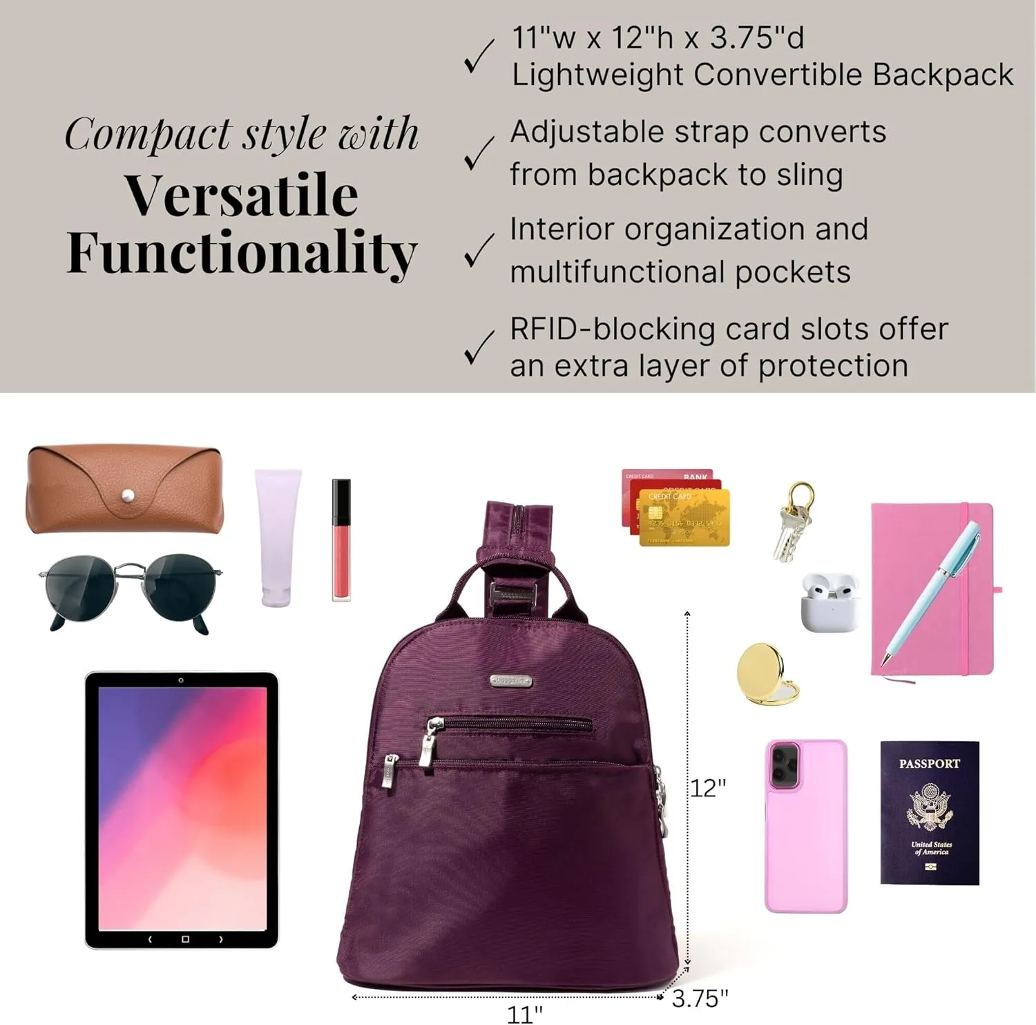 Baggallini Essential Convertible Backpack