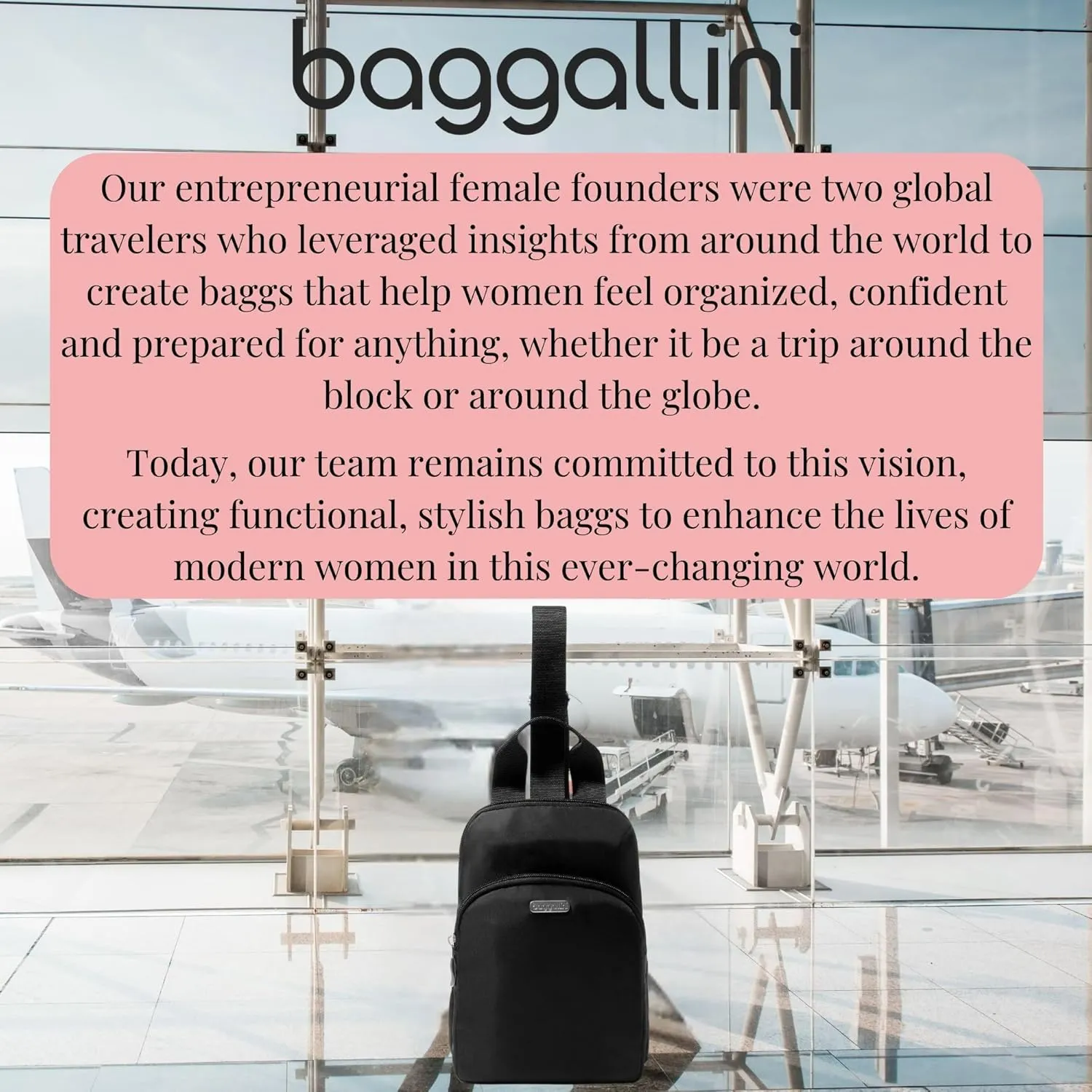 Baggallini Essential Small 12x7 Inch Sling Crossbody Bag with Convertible Adjustable Shoulder Strap