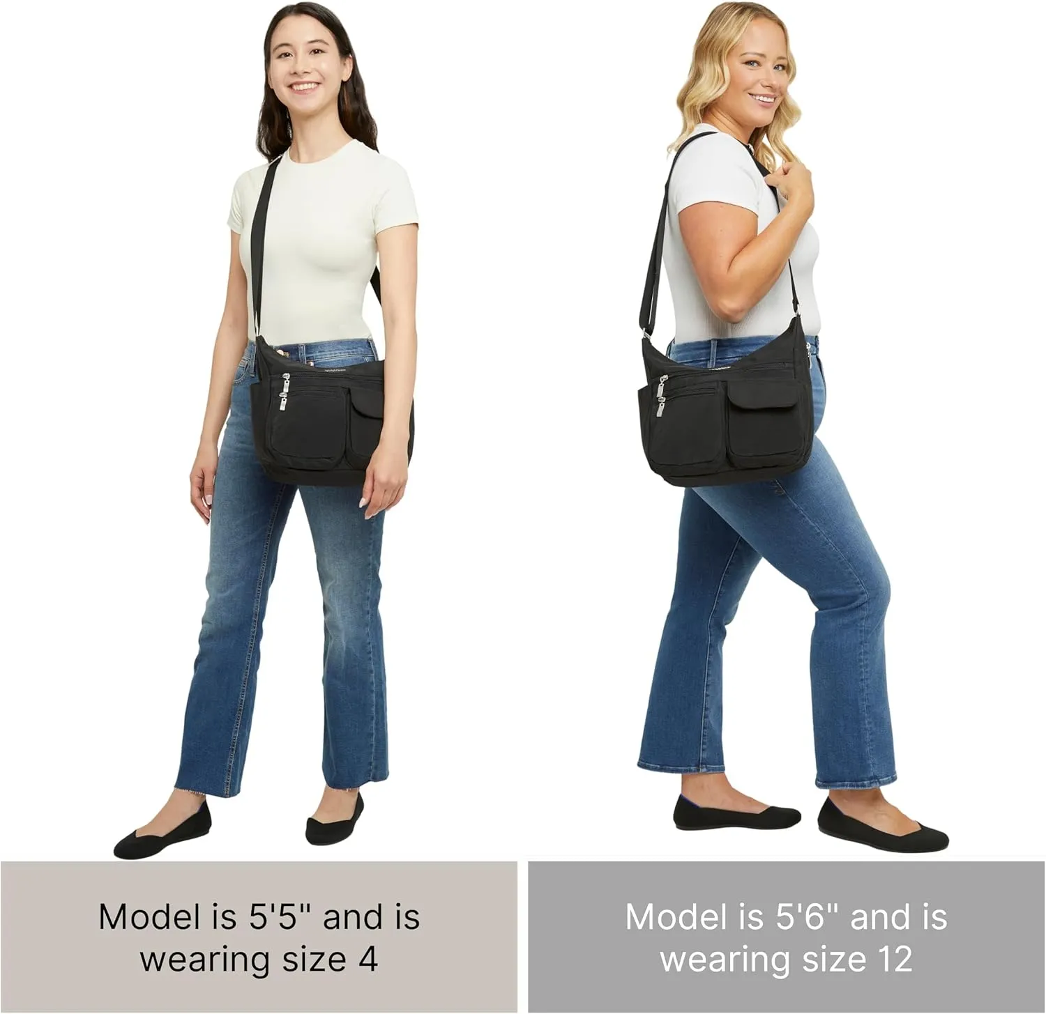 Baggallini Everywhere Bagg Crossbody Women 11x9 Lightweight Nylon Hobo Water-Resistant Travel Bag W/RFID Protection