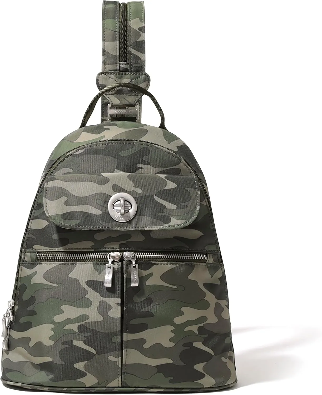 Baggallini Naples Convertible Small Daypack Sling Crossbody, Olive Camo