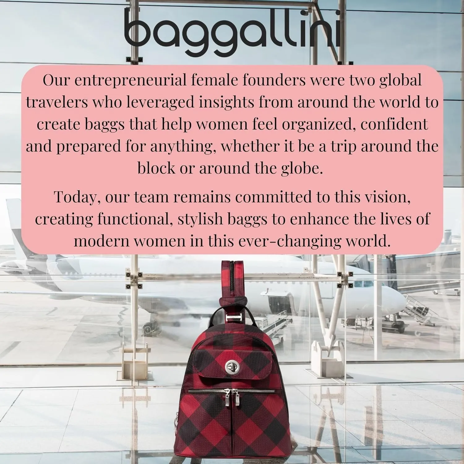 Baggallini Naples Convertible Small Daypack Sling Crossbody, Red Buffalo Plaid