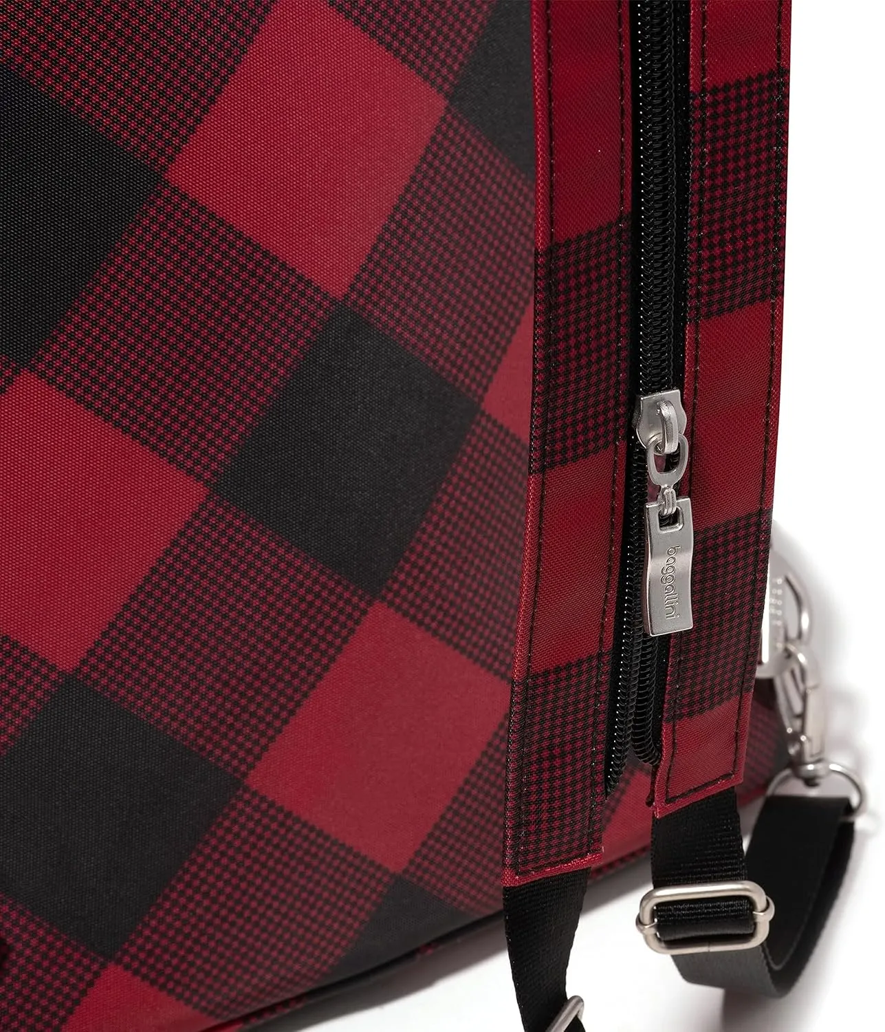Baggallini Naples Convertible Small Daypack Sling Crossbody, Red Buffalo Plaid