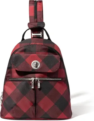 Baggallini Naples Convertible Small Daypack Sling Crossbody, Red Buffalo Plaid