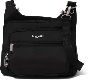 Baggallini Securtex Anti-Theft Crossover Crossbody Bag for Travel 11”W x 8.5”H, RFID, Built-in Wallet, Locking Zippers