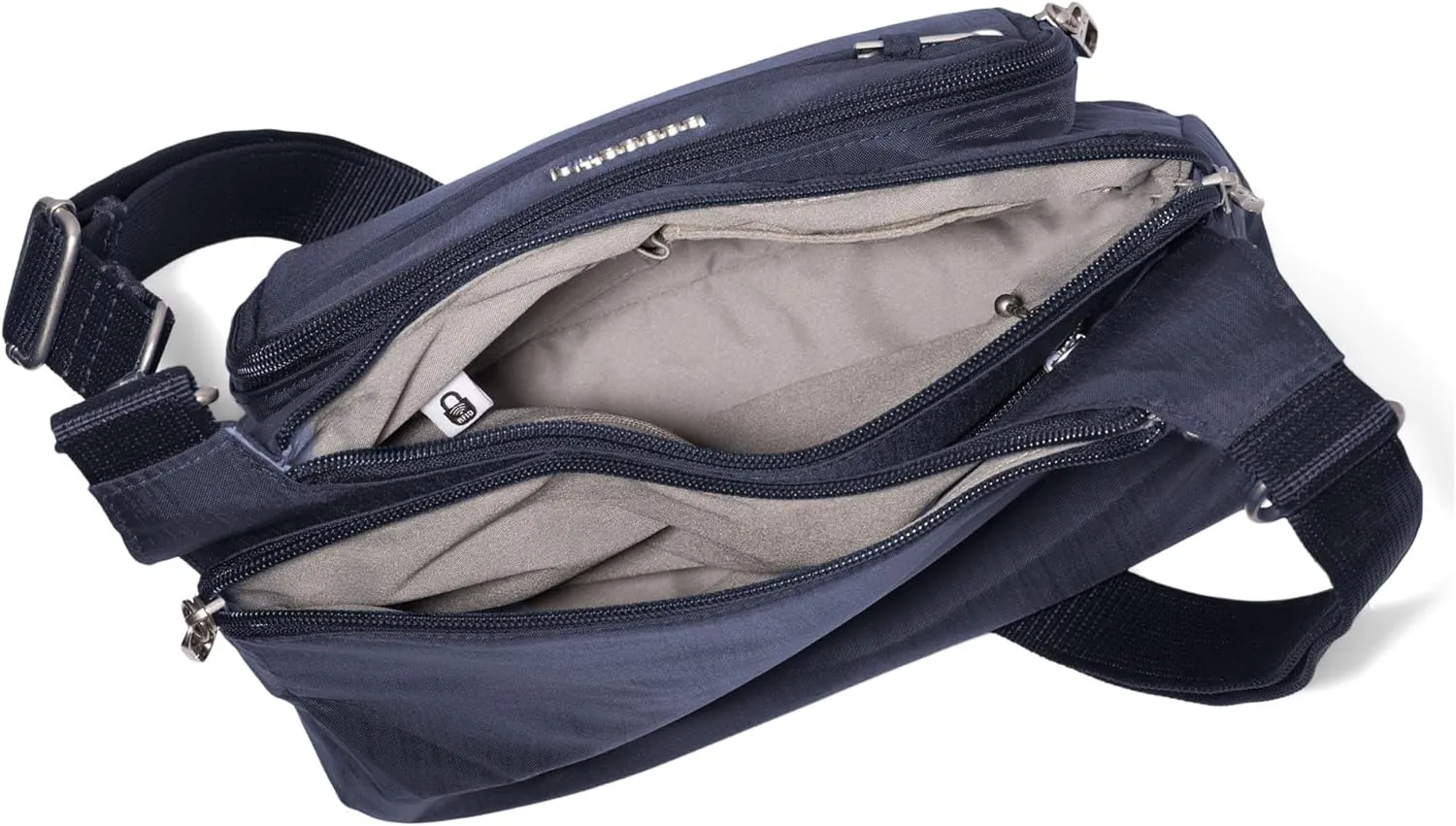 Baggallini Securtex Anti-Theft Crossover Crossbody Bag for Travel 11”w X 8.5”h, RFID, Built-in Wallet, Locking Zippers