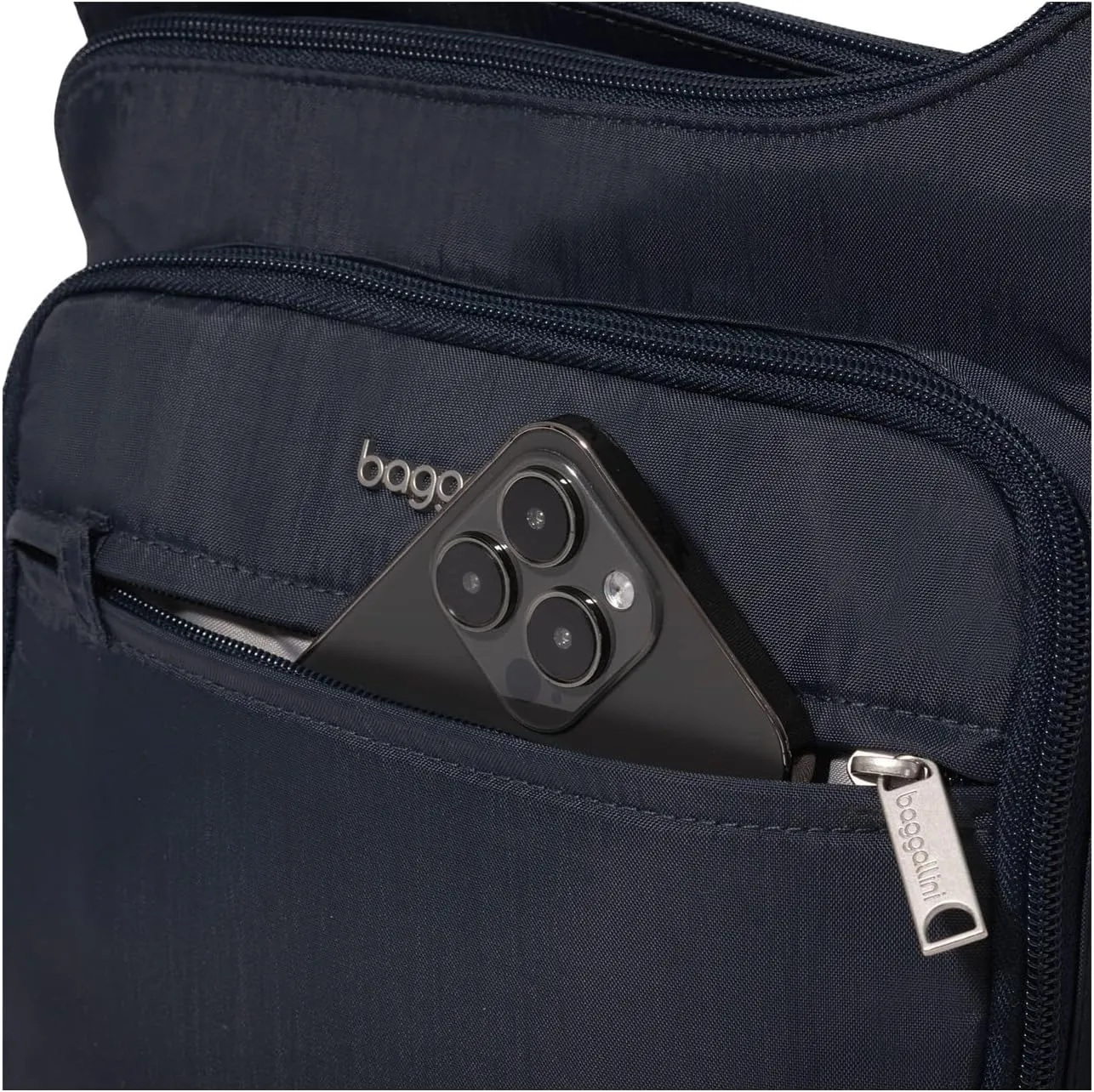 Baggallini Securtex Anti-Theft Crossover Crossbody Bag for Travel 11”w X 8.5”h, RFID, Built-in Wallet, Locking Zippers