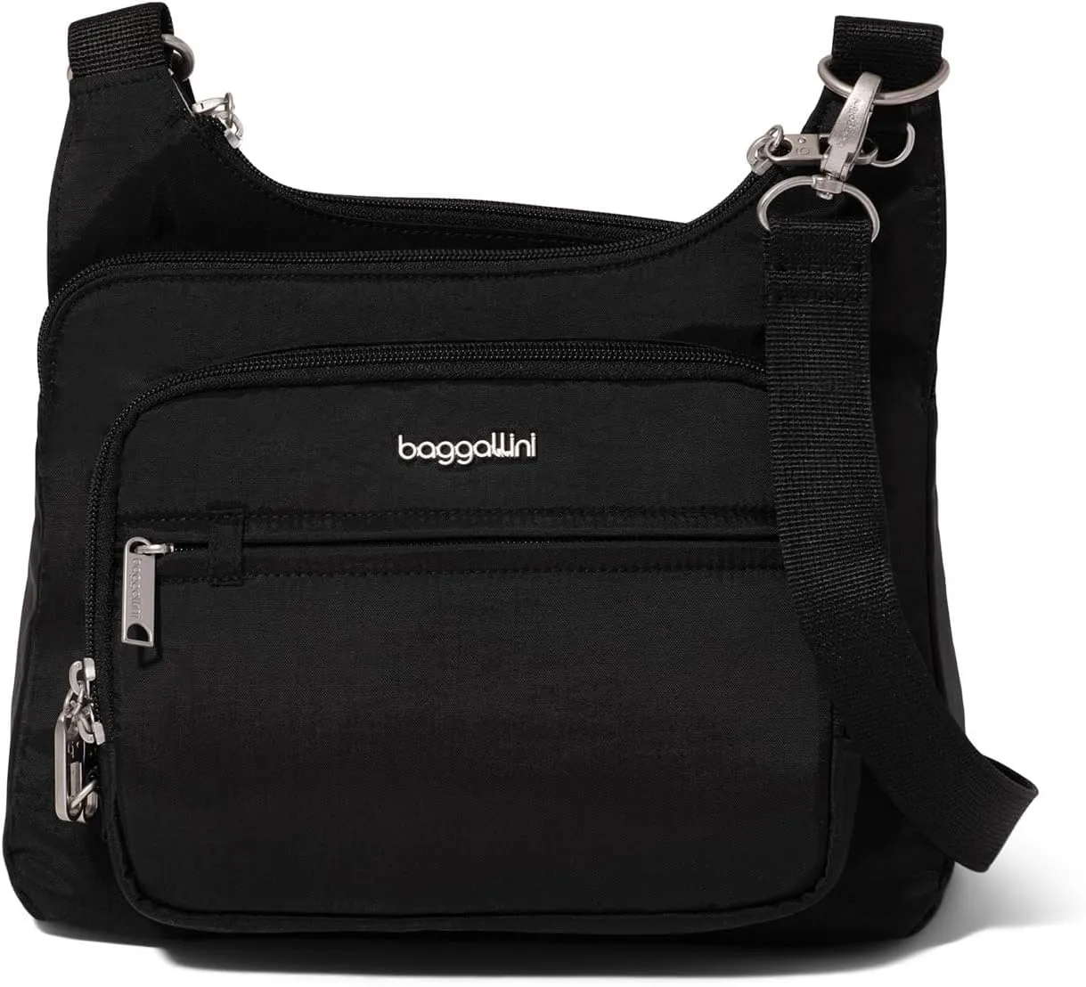 Baggallini Securtex Anti-Theft Crossover Crossbody Bag for Travel 11”W x 8.5”H, RFID, Built-in Wallet, Locking Zippers
