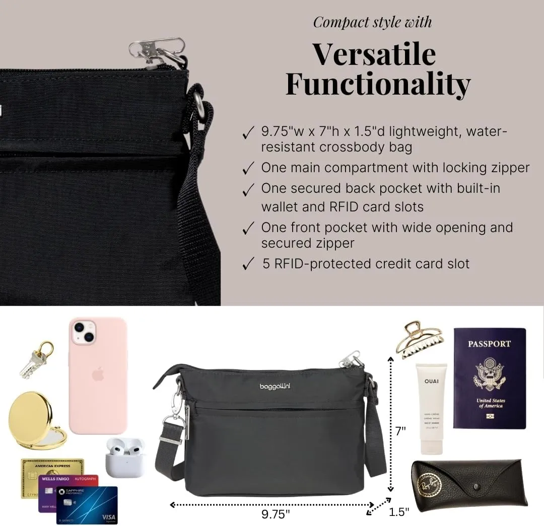 Baggallini Securtex Anti-Theft Memento Crossbody Bag